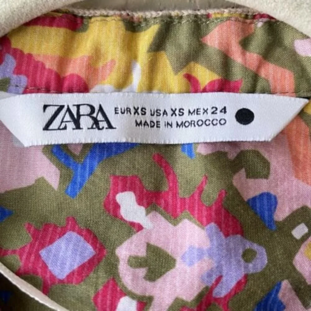 Zara Womens Boho Henley multicolor Blouse Top Size XS - Picture 5 of 5